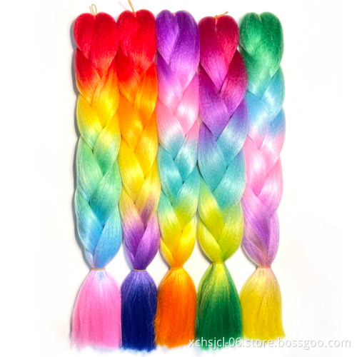 Wholesale New Color Hot Sale Jumbo Braiding Hair Extensions Braiding Hair Ombre Multiple Tone Colored Synthetic Hair for Girl